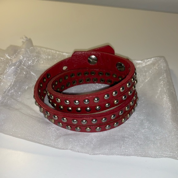 Leather Red Wrap Bracelet - Picture 1 of 2